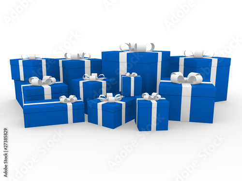 3d geschenk box blau wei  