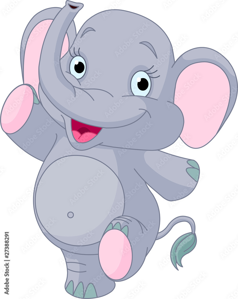 Naklejka premium Baby elephant dancing