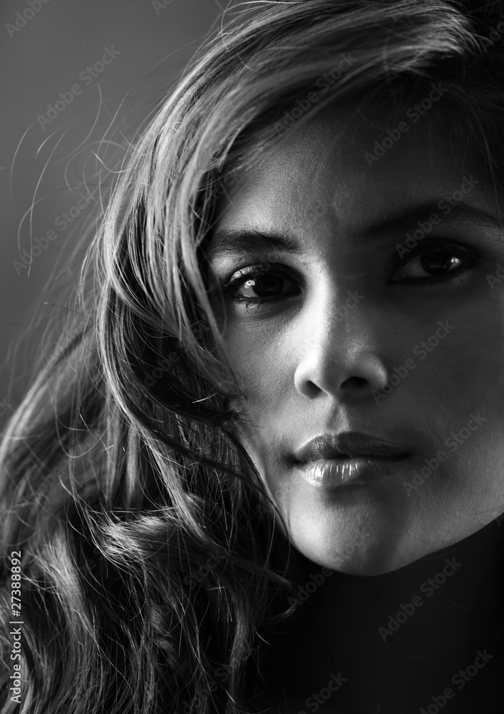 portrait of beautiful girl in B&W portrait of beautiful girl in B&W