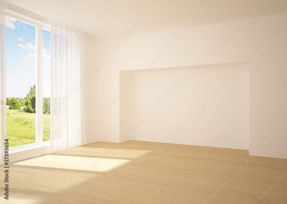 white empty room with nature view white empty room with nature view