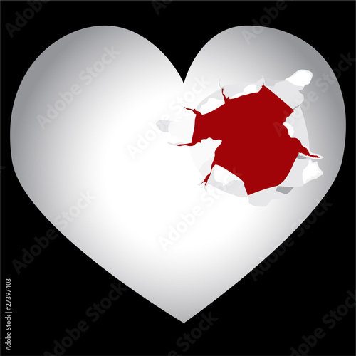 Bullet hole in heart