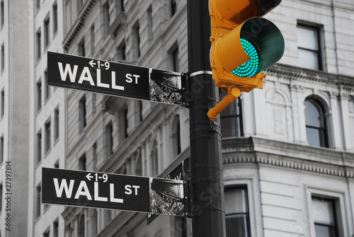 Fototapeta Zielone światło na Wall Street czarno-biała