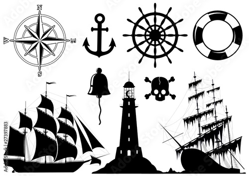 Set of Nautical Icons isolated on white