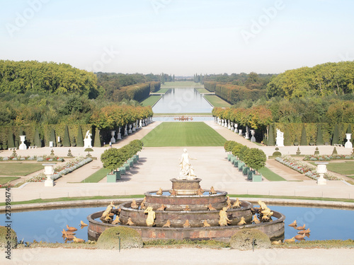 Decorative gardens with Park , spring , tree at Versailles in Fr