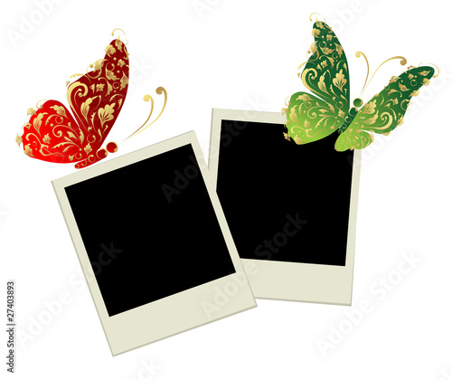 Two photo frames with butterfly decoration