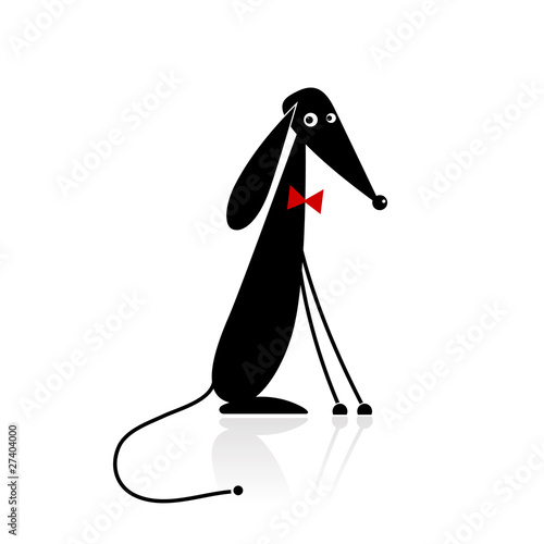 Funny black dog silhouette for your design
