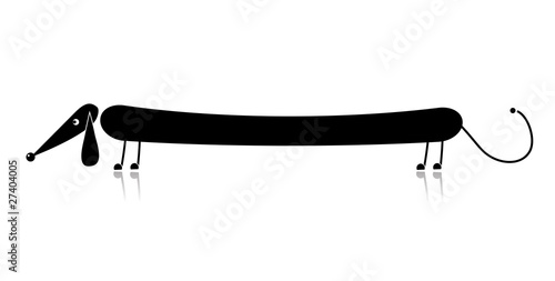 Funny black dog silhouette for your design