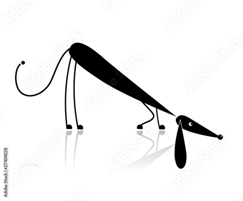 Funny black dog silhouette for your design