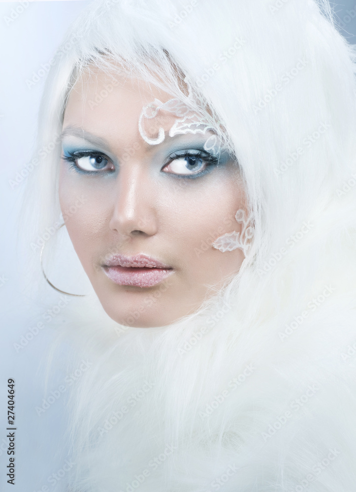 Winter Beauty.High-key Fashion Art.Perfect makeup