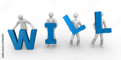 3d men holding the word will