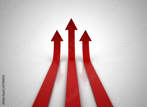 Three red arrows going up - success concept illustration