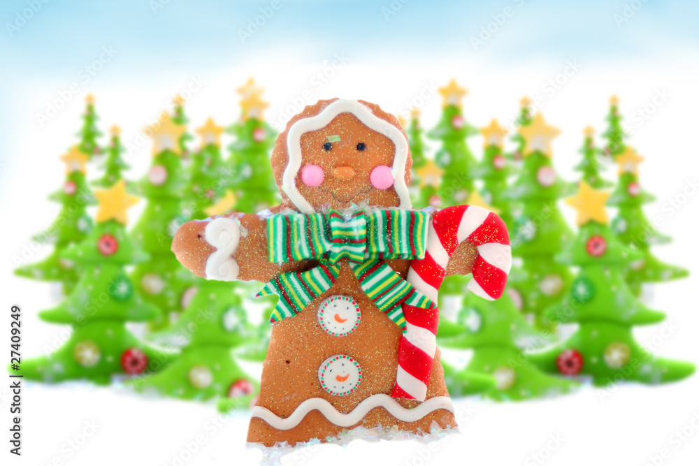 Christmas trees and gingerbread man