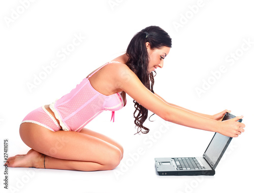 sexy girl with a laptop