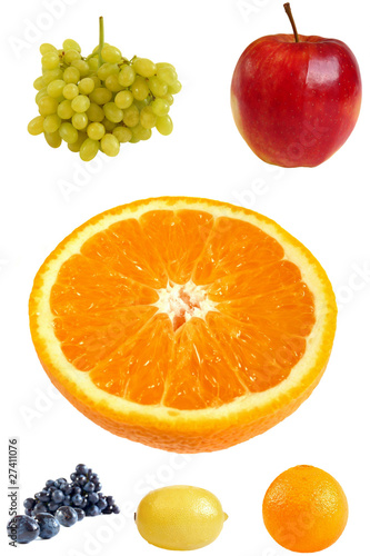 Fototapeta Naklejka Na Ścianę i Meble -  Fruit collage, isolated on a white background