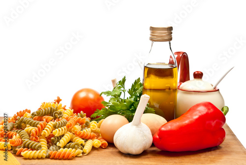 Ingredients and spaghetti