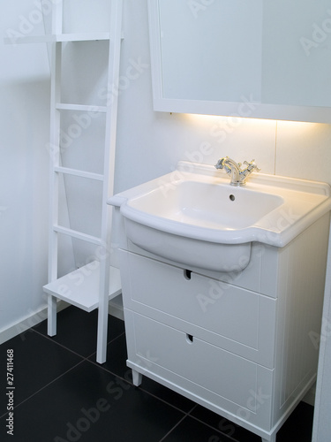 Modern contemporary designer white bathroom