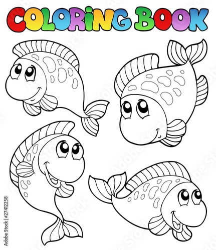 Coloring book with four fishes