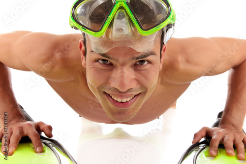 Young athletic Nepalese man, push-up photo