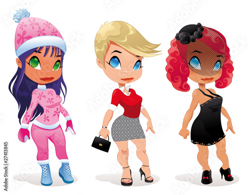 Three kind of ladies. Vecto...