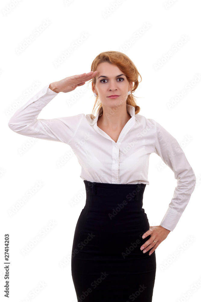 business woman saluting