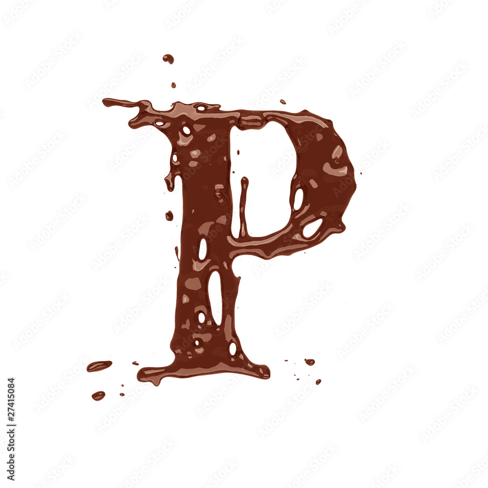 Chocolate letter P isolated on white background Chocolate letter P isolated on white background