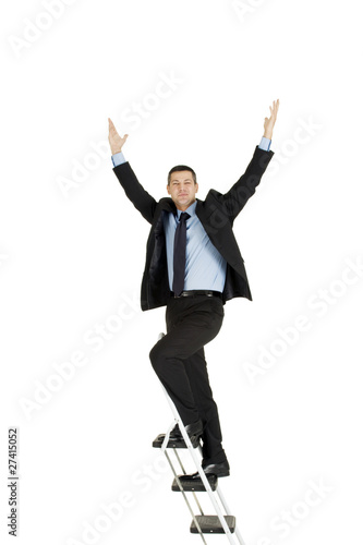 businessman on a ladder