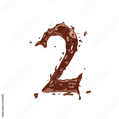Chocolate digit 2 isolated on white background