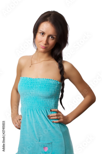 Wallpaper Mural Young beautiful woman portrait, isolated on white background. Torontodigital.ca