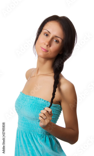 Wallpaper Mural Young beautiful woman portrait, isolated on white background. Torontodigital.ca