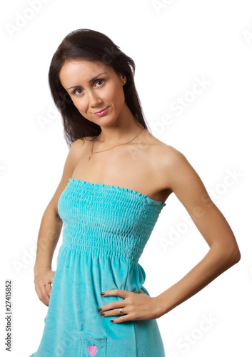 Wallpaper Mural Young beautiful woman portrait, isolated on white background. Torontodigital.ca