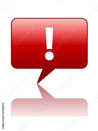 WARNING! SIGN Speech Bubble Icon (red button exclamation mark)