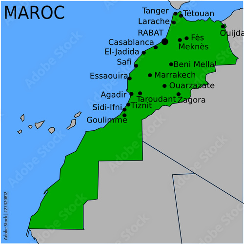 Carte des Villes Principales du Maroc photo
