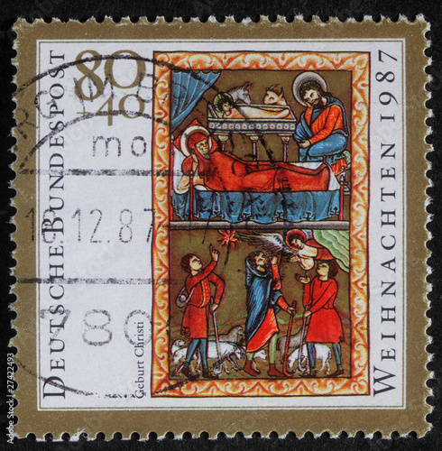 GERMANY - CIRCA 1987: A greeting Christmas stamp