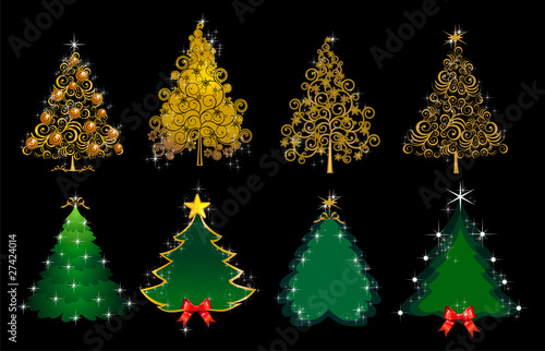 Set alberi di Natale oro e verde