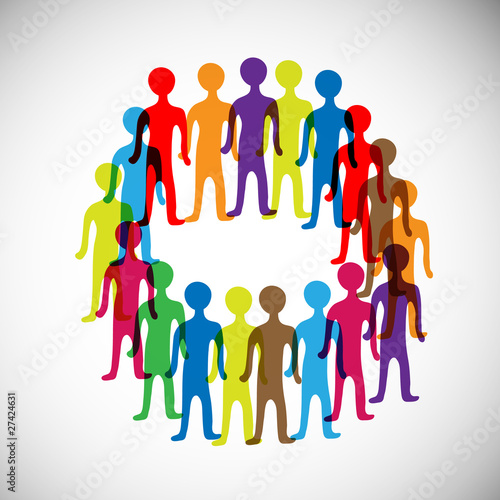 vector colorful multiple circle of people