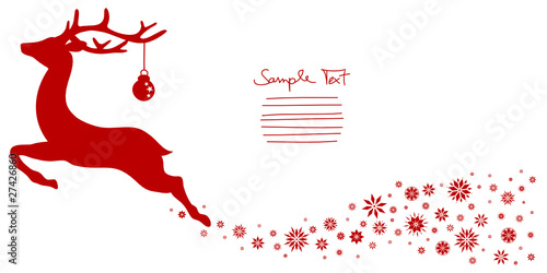 Jumping Reindeer & Snowflakes Background