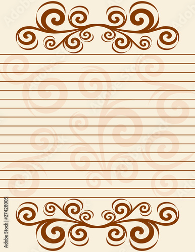vector. striped sheet of paper with  decorate  border.