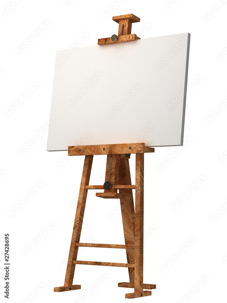 wooden easel with blank canvas isolated on white wooden easel with blank canvas isolated on white