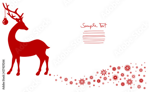 Standing Reindeer & Snowflakes Background