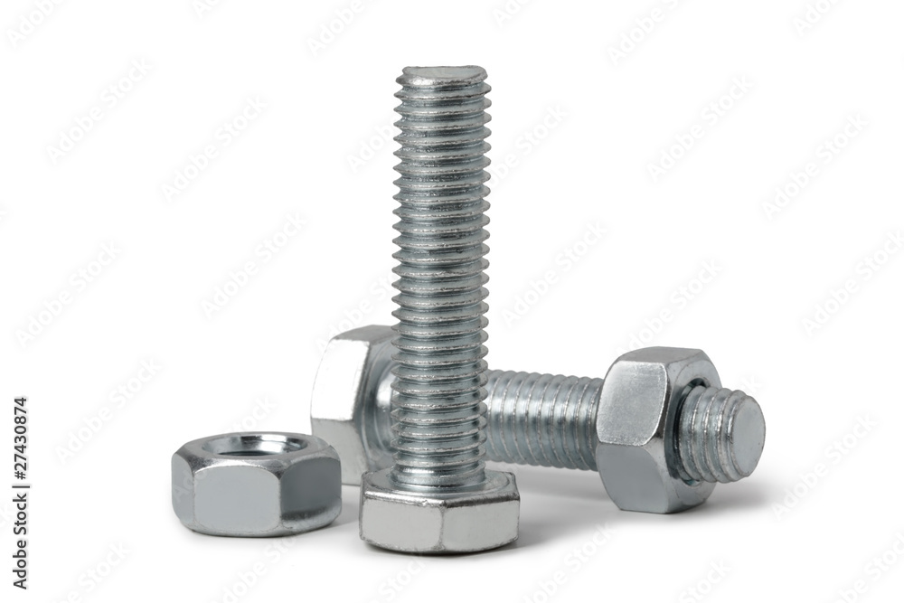 Bolt and nut on a white background Bolt and nut on a white background