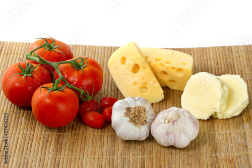Cheese tomatoes and garlic