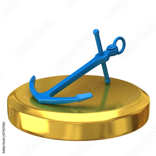 Blue anchor on gold podium