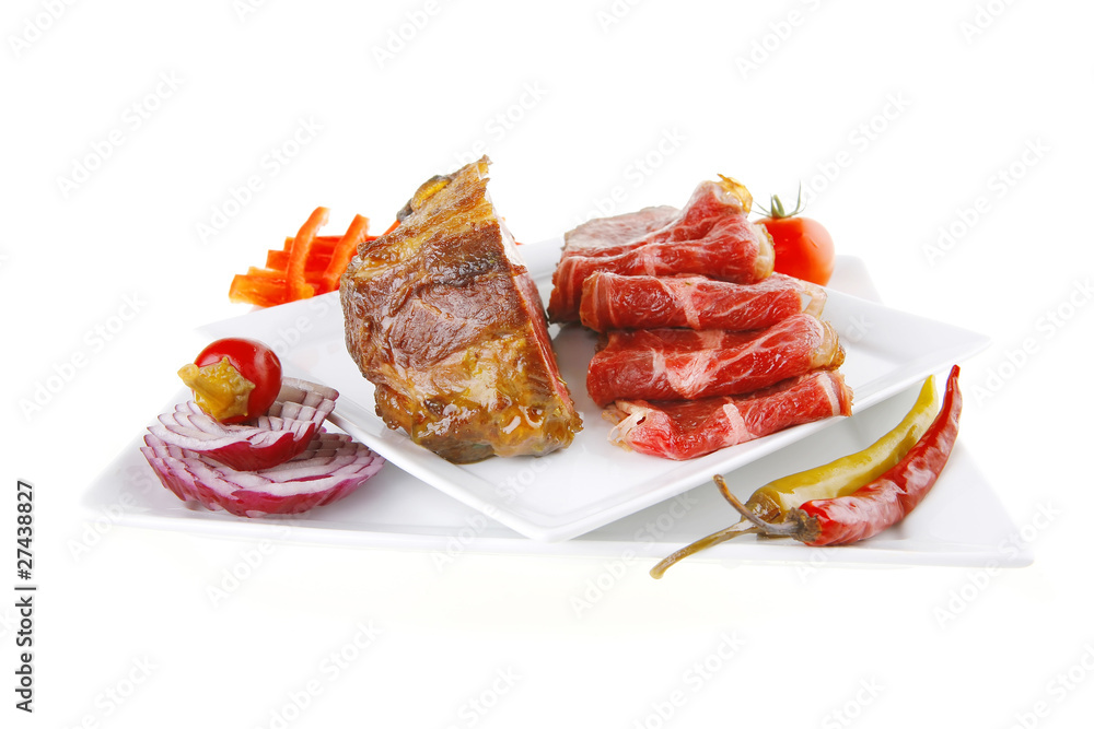 served beef rolls with chunk on white served beef rolls with chunk on white