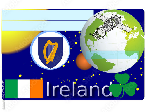 Ireland business card national emblem globe