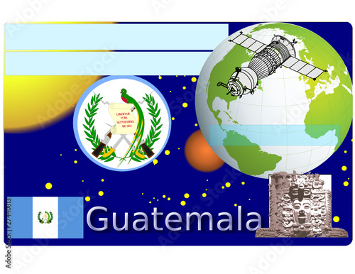 Guatemala business card national emblem globe
