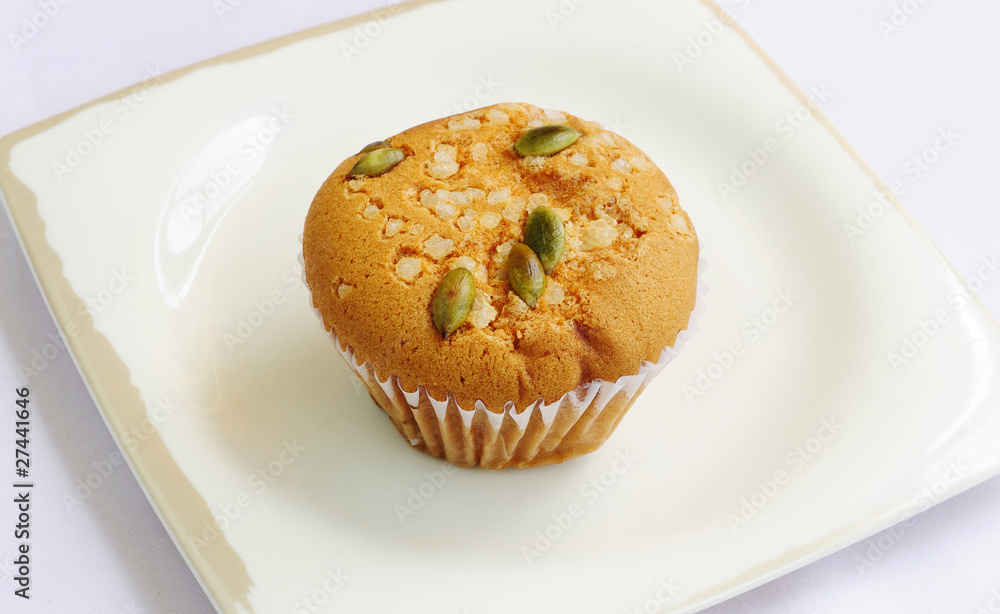 Almond Cake on Plate Almond Cake on Plate
