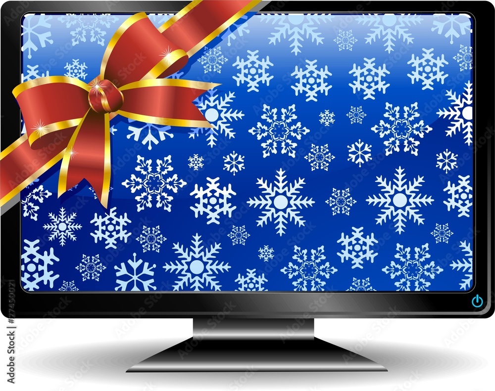 Natale Schermo Computer Dono-Christmas Computer Gift-Vector  Stock-Vektorgrafik | Adobe Stock