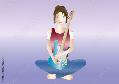 brown-haired girl with guitar
