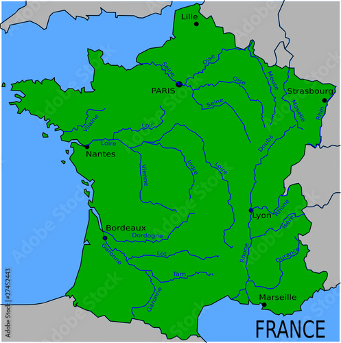Carte des rivières principales de France