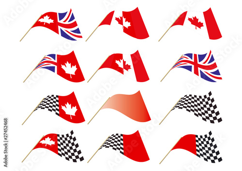 Union Jack, Canadian Maple Chequered Flag Vector